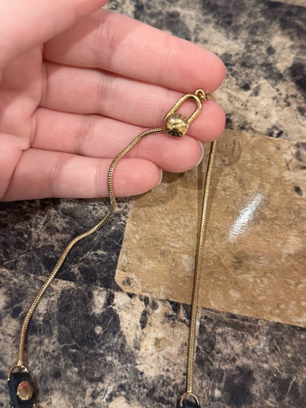 Henri Bendel Black Leather & Faceted Gemstone Snake Chain Necklace - Picture 4 of 10